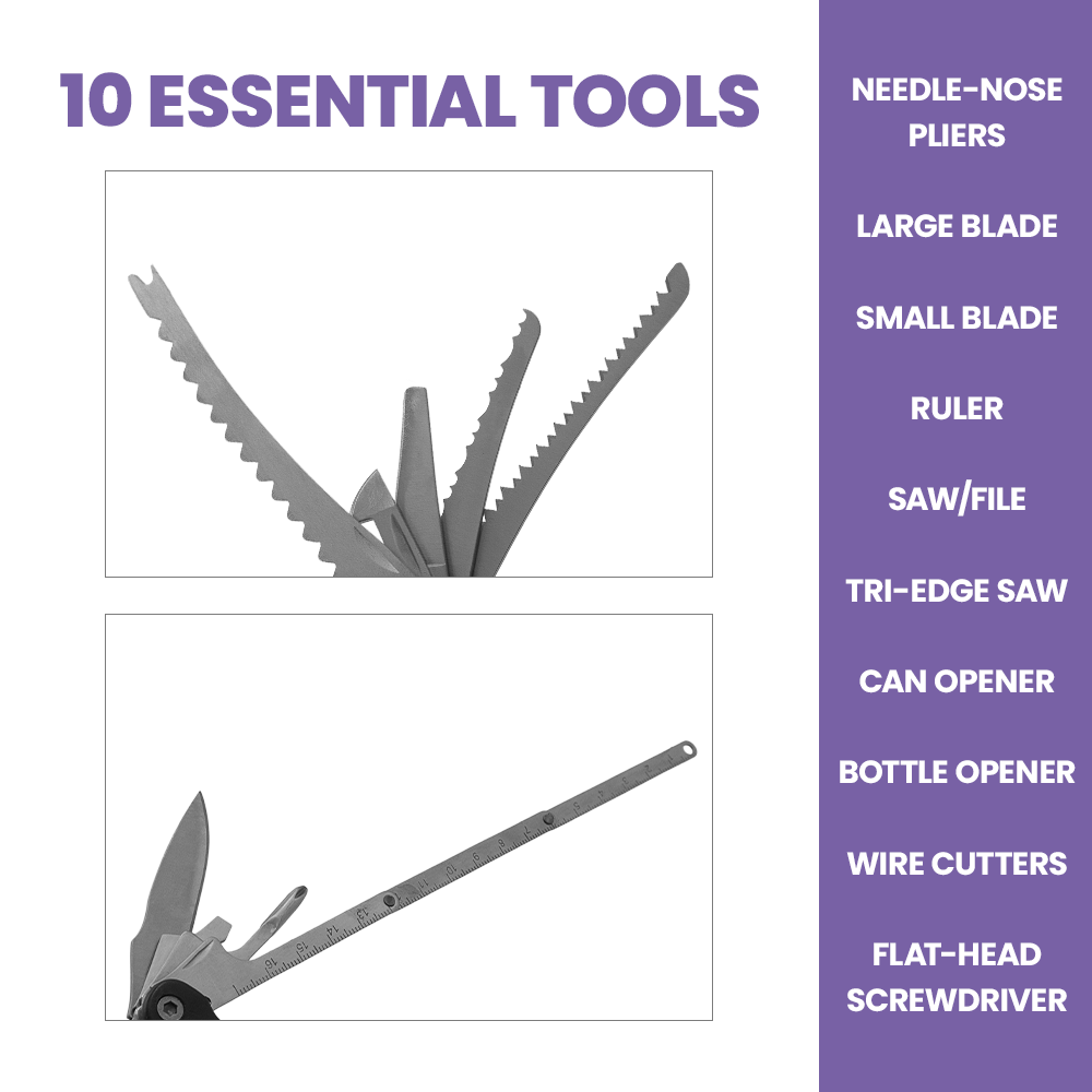 Zenport 13016 10-Function Multi-Tool with Carrying Case, Silver