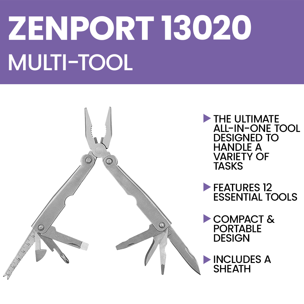 Zenport 13020 Multi-Tool with Nylon Sheath, Silver
