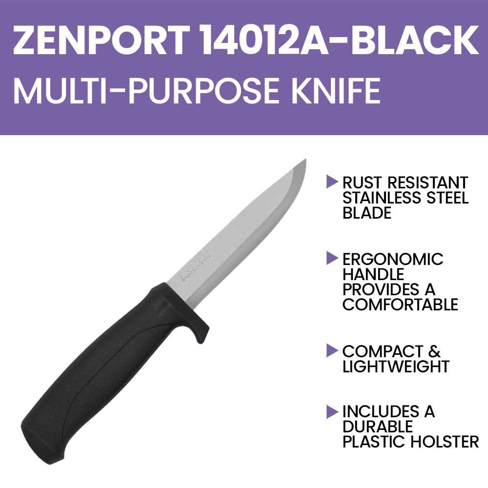 Zenport 14012A-BLACK Multi-Purpose Knife, Black