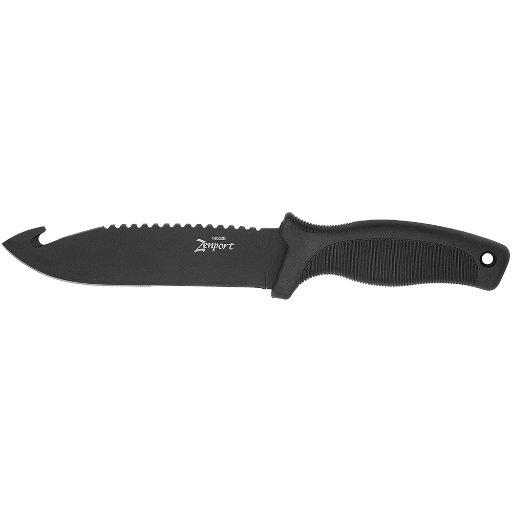 Zenport 14032E Hunting Knife with Sheath, 10.6-Inch, 5.9 Inch Stainless Steel Blade, Black