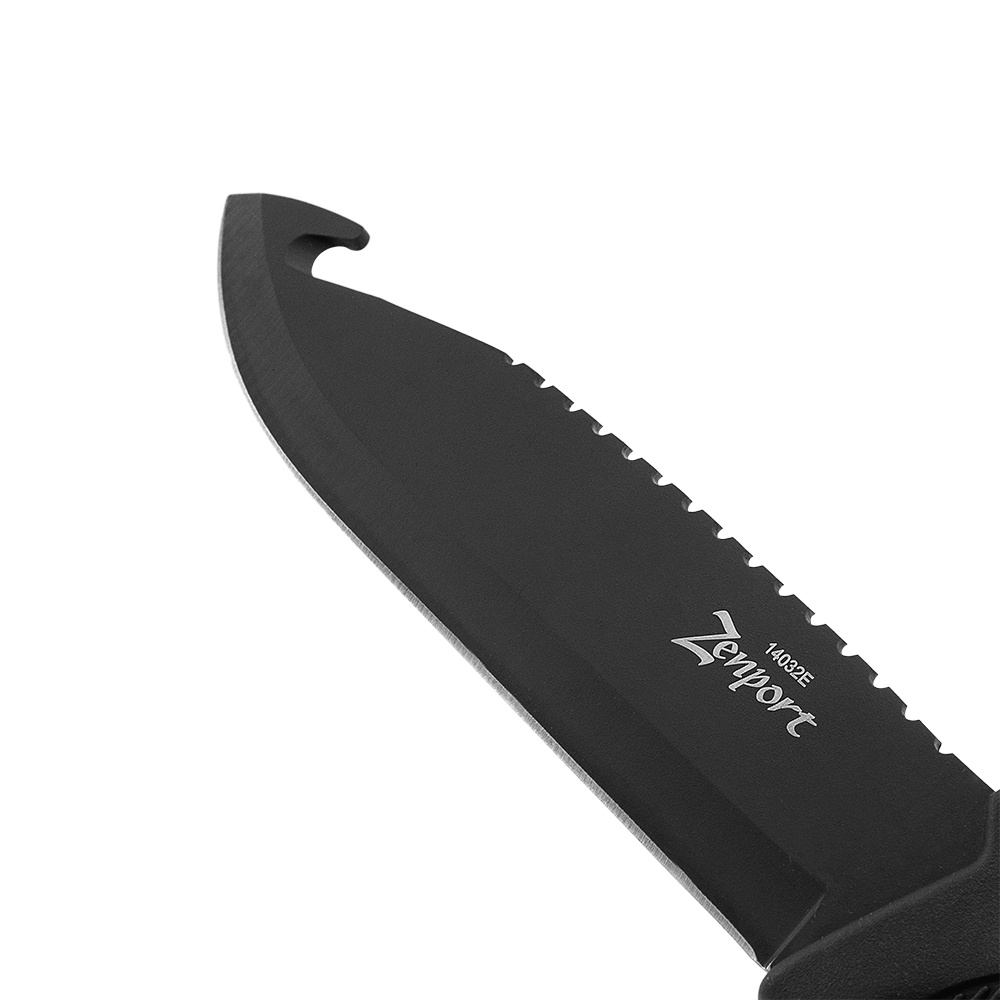 Zenport 14032E Hunting Knife with Sheath, 10.6-Inch, 5.9 Inch Stainless Steel Blade, Black