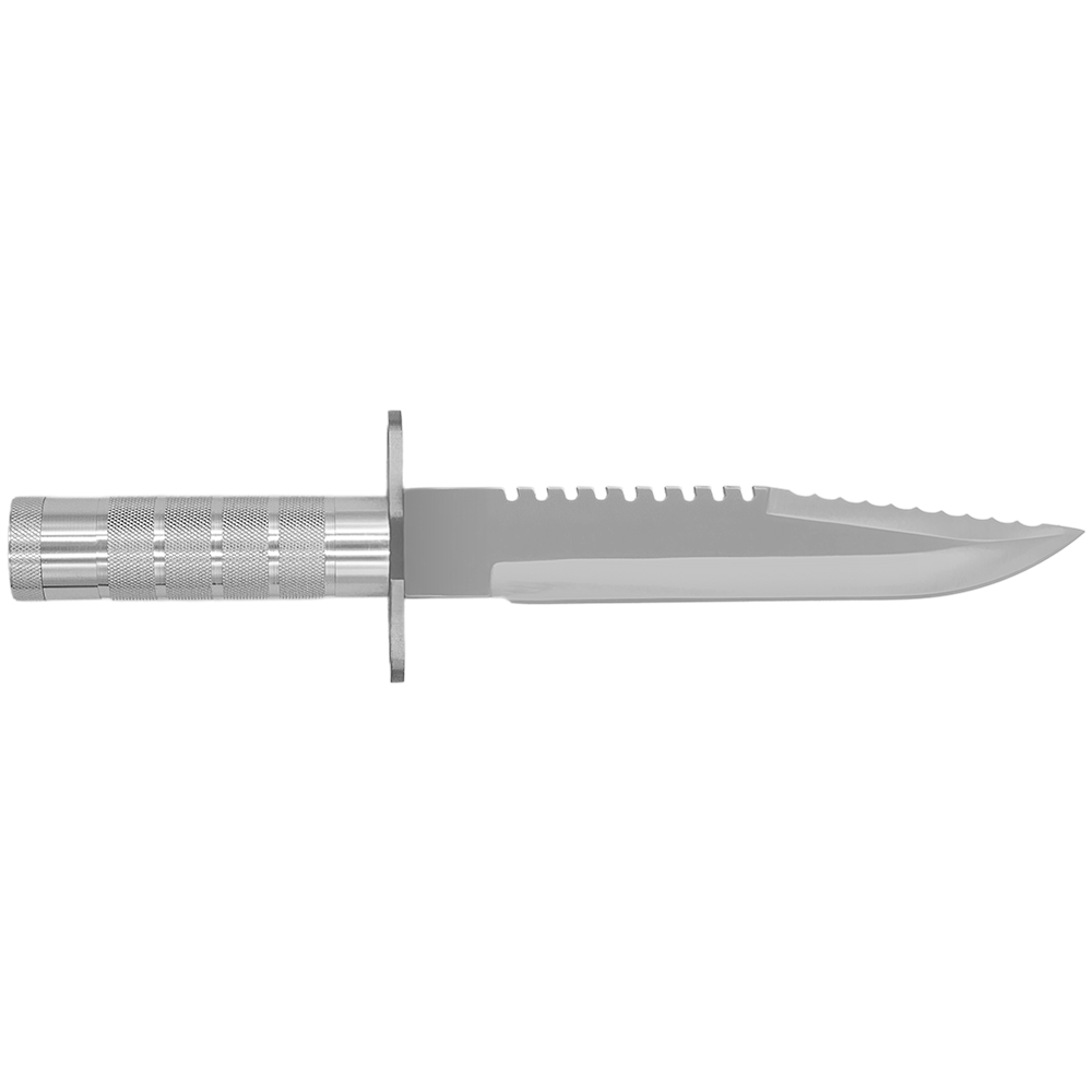 Cuchillo de supervivencia Zenport 14037 con mango, almacenamiento y accesorios, hoja de acero inoxidable de 7,6 pulgadas, color plateado