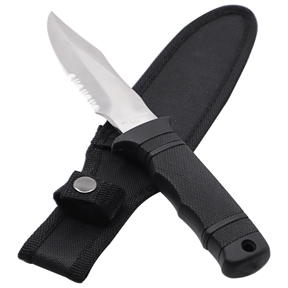 Cuchillo Zenport 14096 SEAL PUP con funda, hoja de acero inoxidable de 4,75 pulgadas, color negro