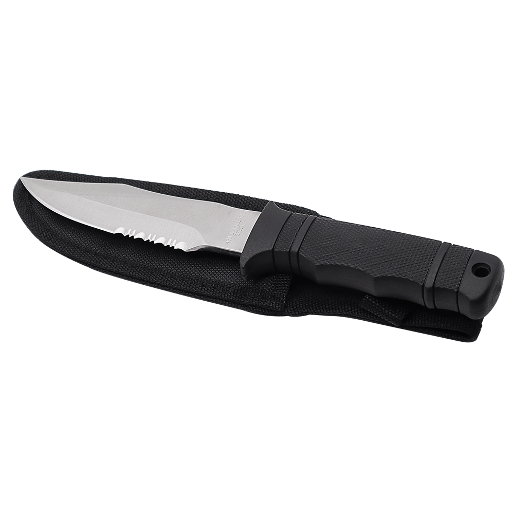 Cuchillo Zenport 14096 SEAL PUP con funda, hoja de acero inoxidable de 4,75 pulgadas, color negro