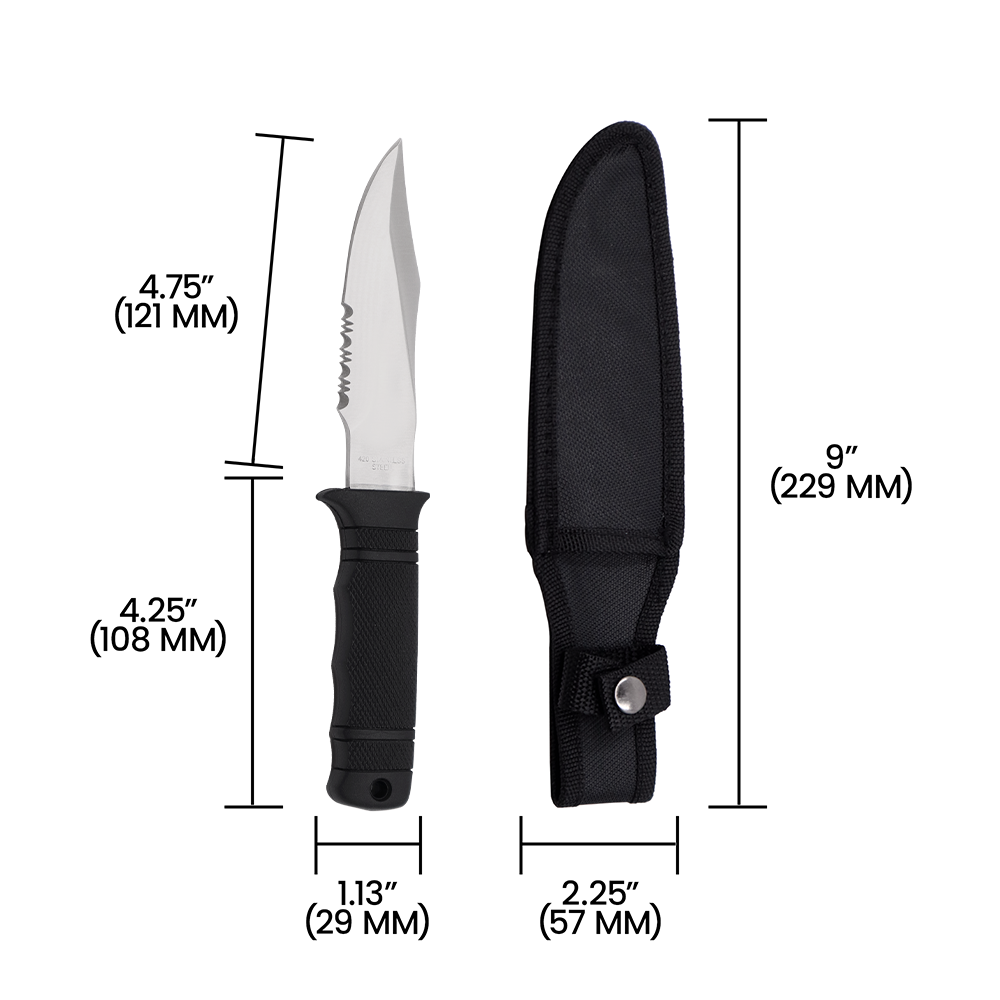 Cuchillo Zenport 14096 SEAL PUP con funda, hoja de acero inoxidable de 4,75 pulgadas, color negro