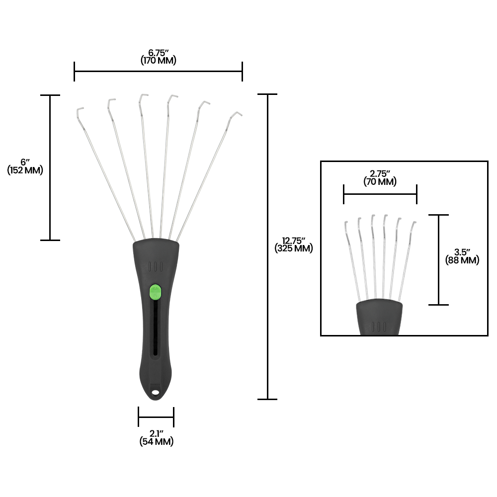 Zenport 15307A Adjustable Hand Rake, Green, Black