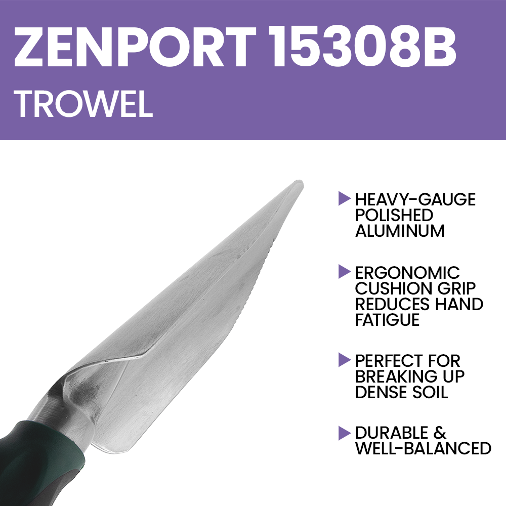 Zenport 15308B Aluminum Digging Trowel, Black