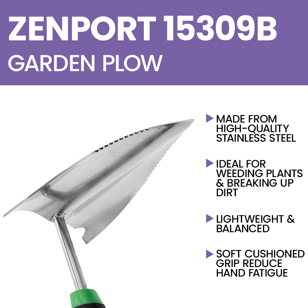 Zenport 15309B Cushion Grip Garden Plow, Black