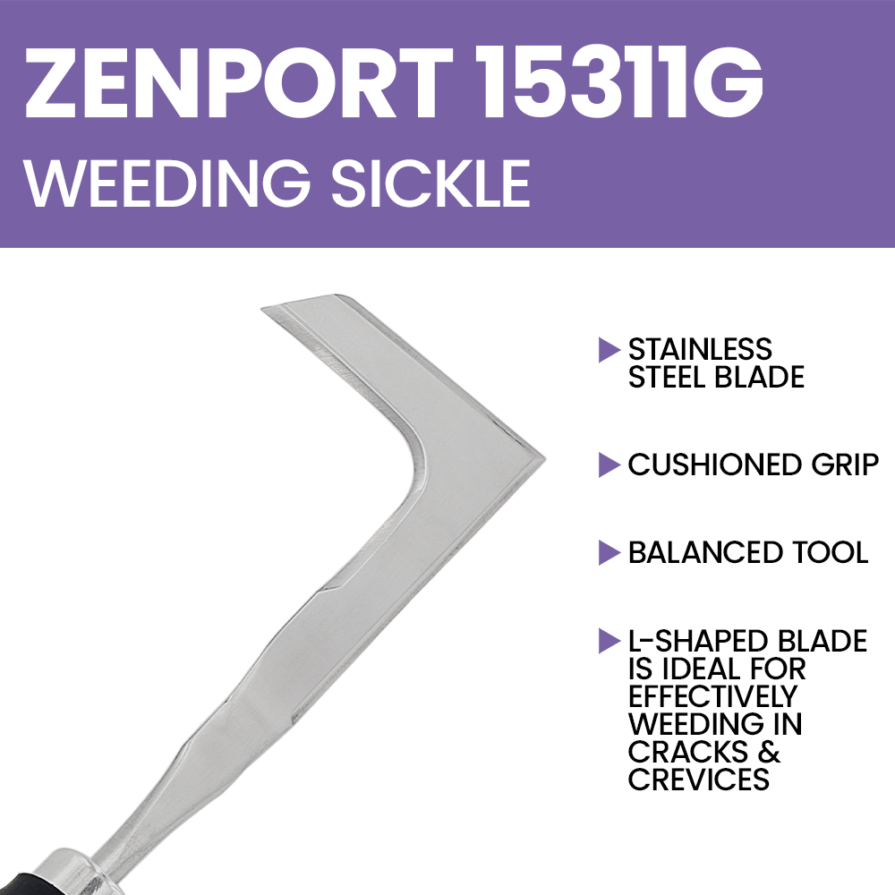 Zenport 15311G Crack Weeder Weeding Sickle, 12-Inch, Green