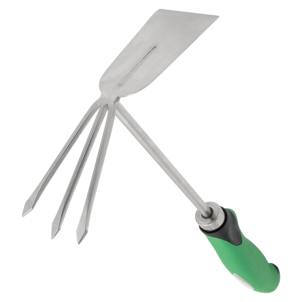 Zenport 15311A Shrub Rake Hoe Fork Combo, 12-Inch, Green