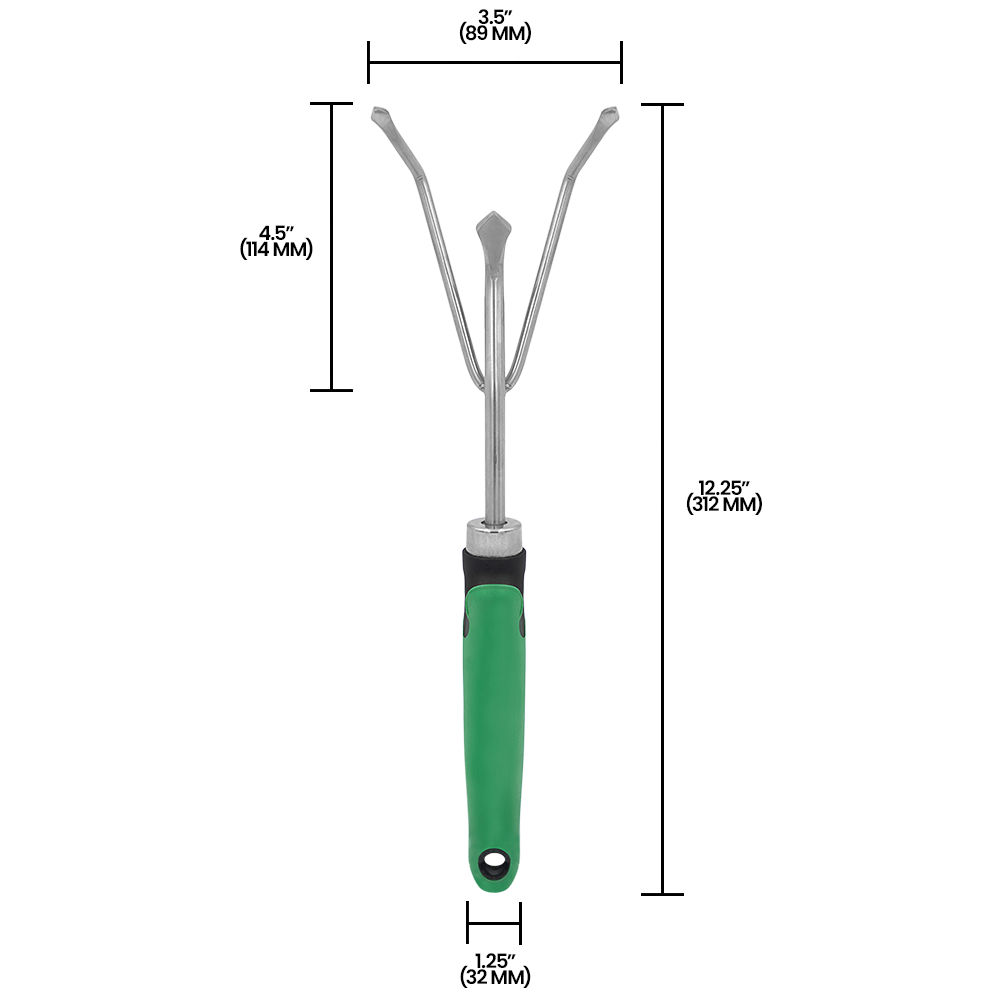 Zenport 15311D 3-Prong Cultivating Fork, 12-Inch, Green