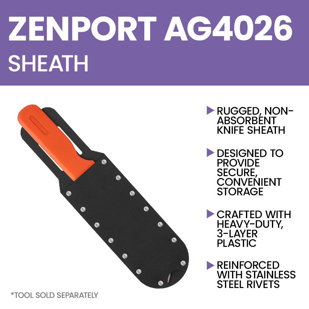 Zenport AG4026 Non-Absorbent Knife Sheath with Belt Clip, Black