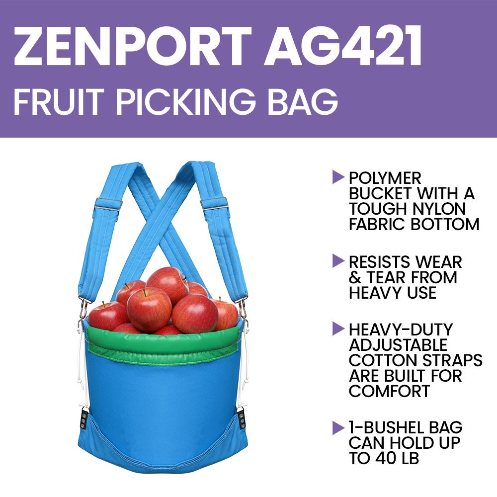 Zenport AG421 Agrikon Barrel Fruit Picking Bag, 1 Bushel, Blue