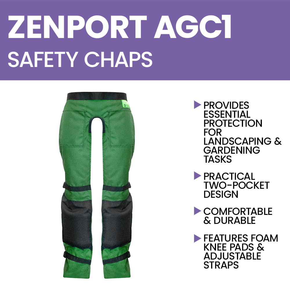 Zenport AGC1 Landscaper Safety Chaps Protective Workwear, Green