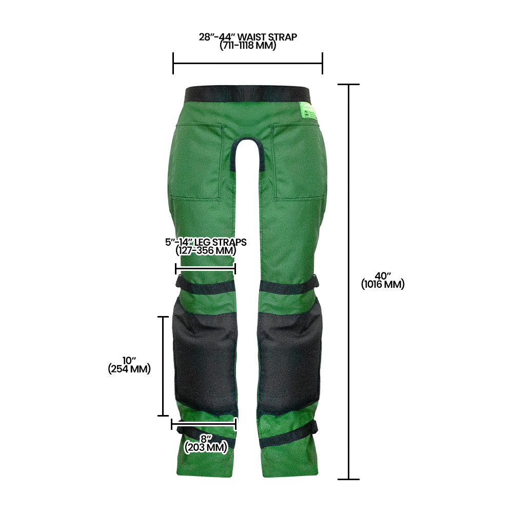 Zenport AGC1 Landscaper Safety Chaps Protective Workwear, Green