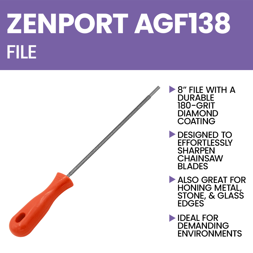 Zenport AGF138 Chainsaw File, Diamond Coated, 8-Inch