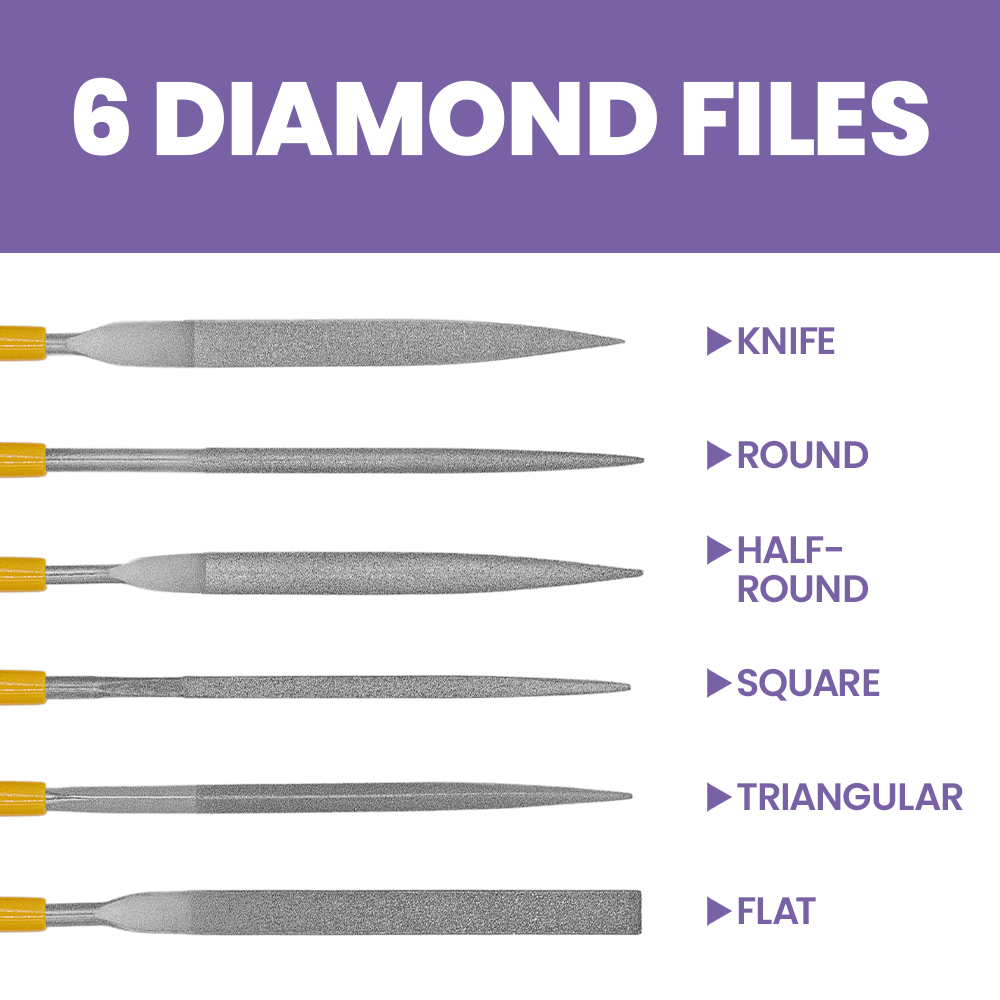 Zenport AGF170 6-Piece Diamond File Set, Yellow