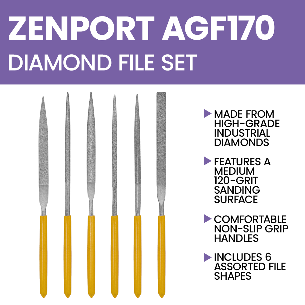 Zenport AGF170 6-Piece Diamond File Set, Yellow