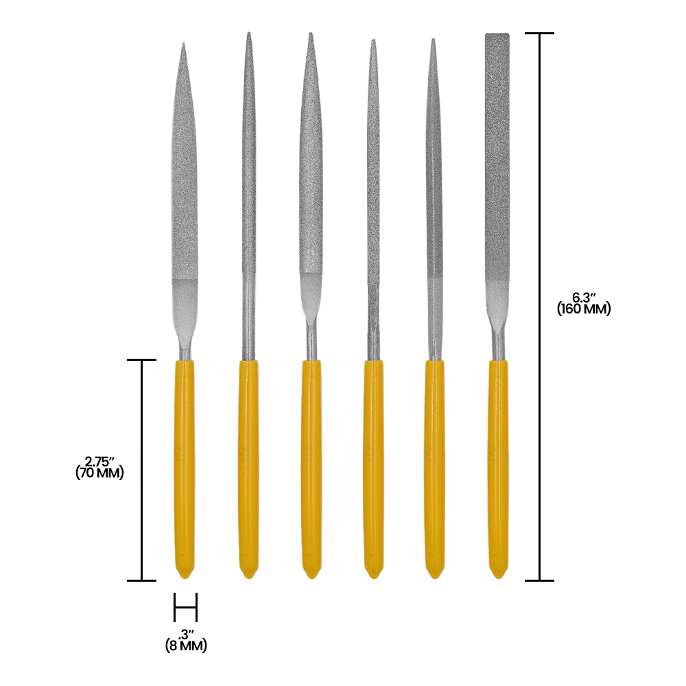 Zenport AGF170 6-Piece Diamond File Set, Yellow
