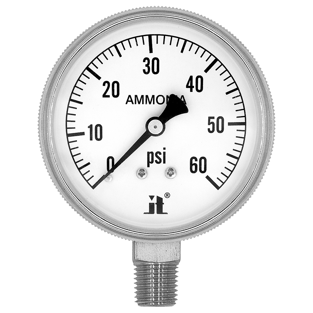 Zenport APG60 Ammonia Gas Pressure Gauge, 60 PSI, Silver