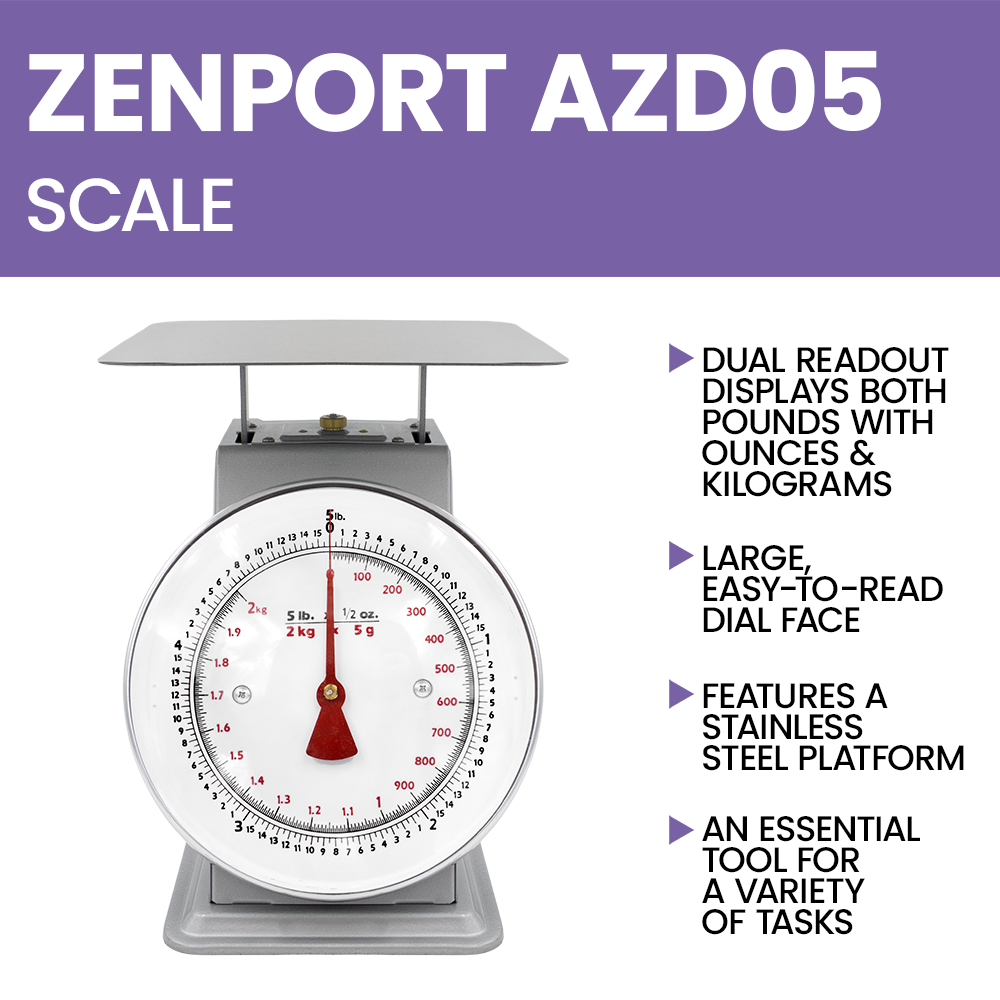 Zenport AZD05 Platform Mechanical Dial Scale, 5-Pound, Silver