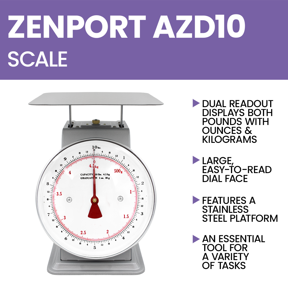 Zenport AZD10 Platform Mechanical Dial Scale, 10-Pound, Silver
