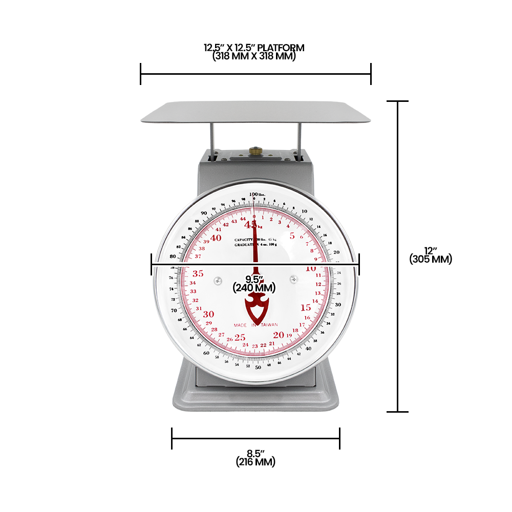 Zenport AZD100 Platform Mechanical Dial Scale, 100-Pound, Silver