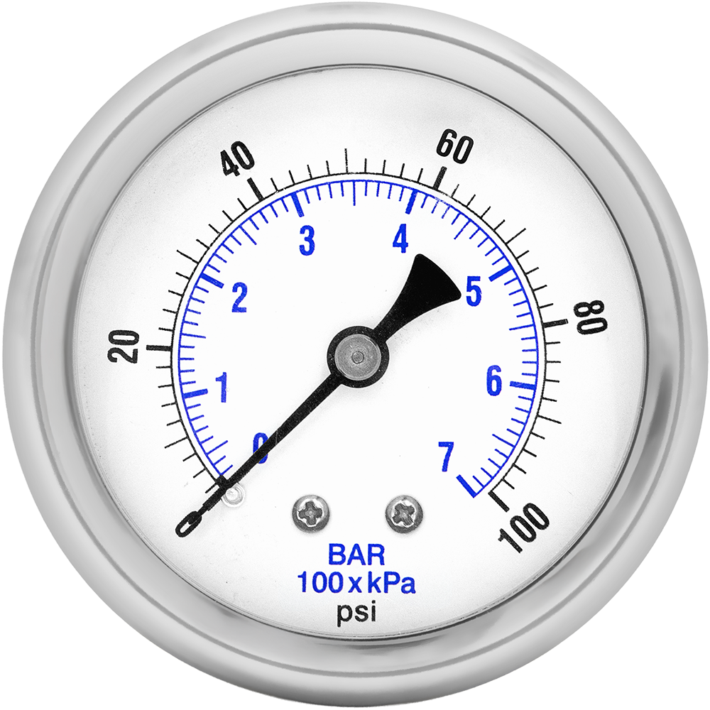 Zenport BLPG100 Glycerin Liquid Filled Pressure Gauge, 0-100 PSI, Silver