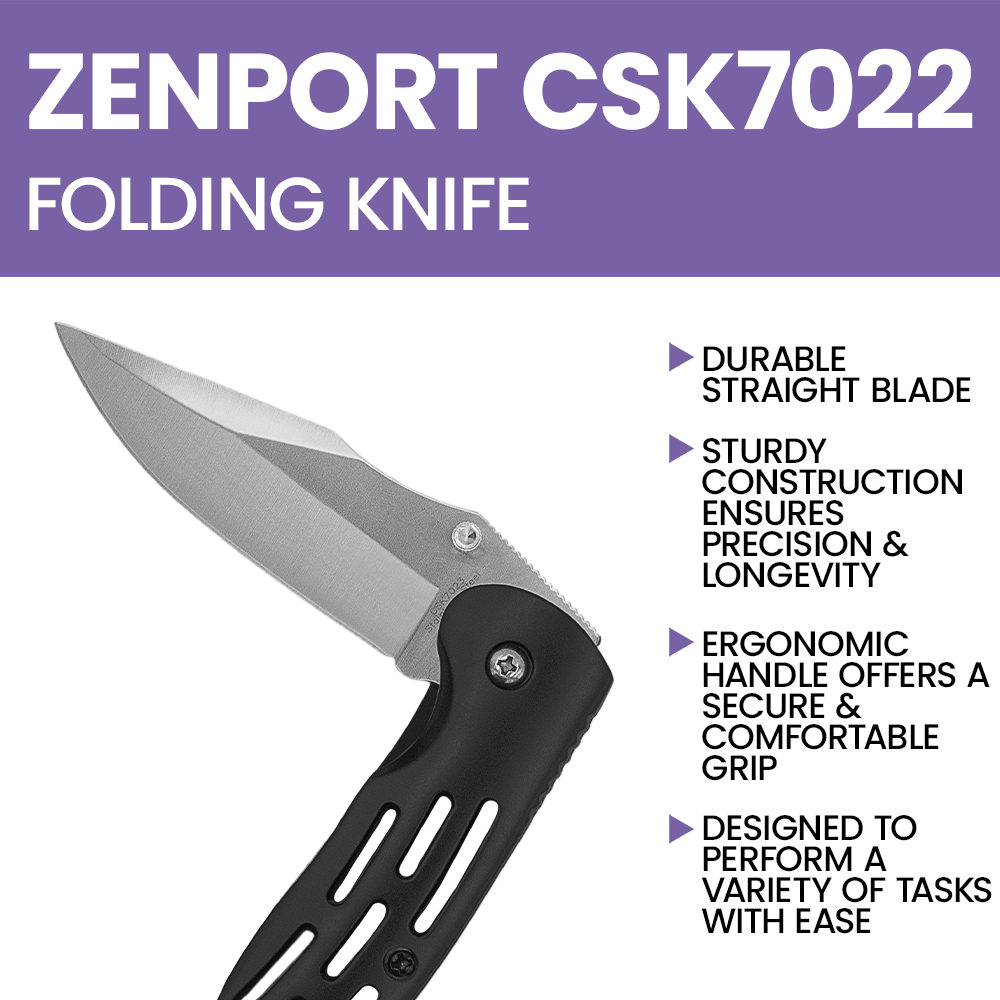 Zenport CSK7022 Deluxe Folding Pocket Knife, 3.25 Inch Blade, Red