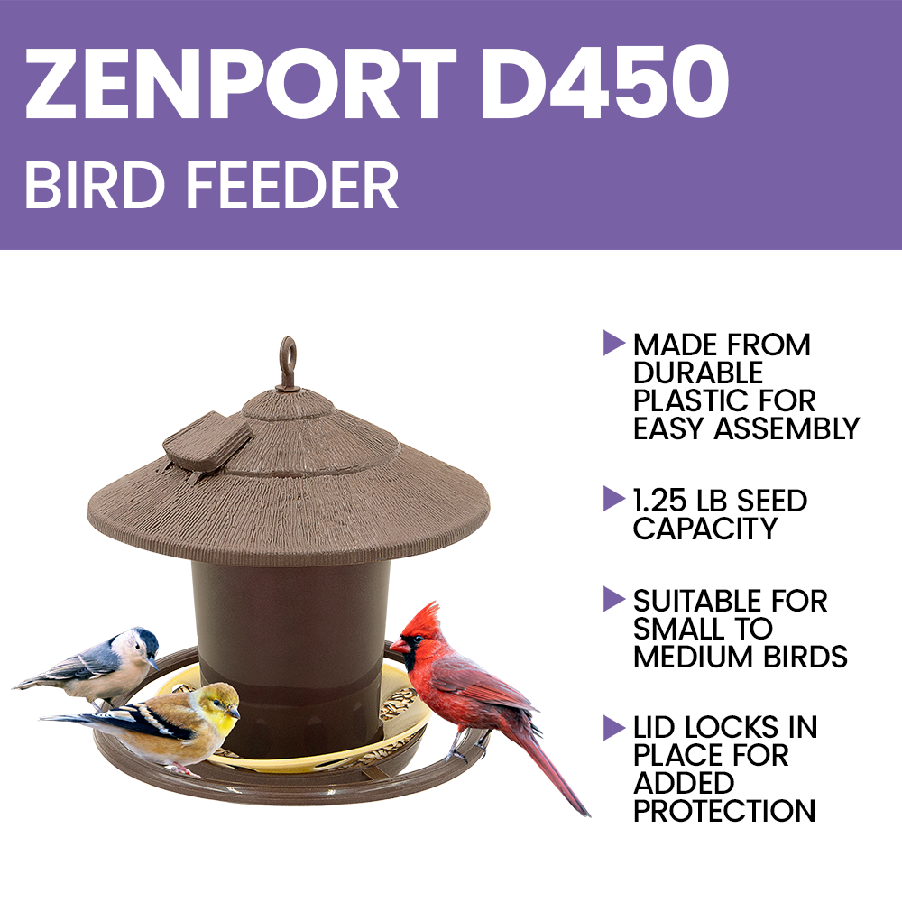 Zenport D450 Plastic, Hanging Bird Feeder, Brown