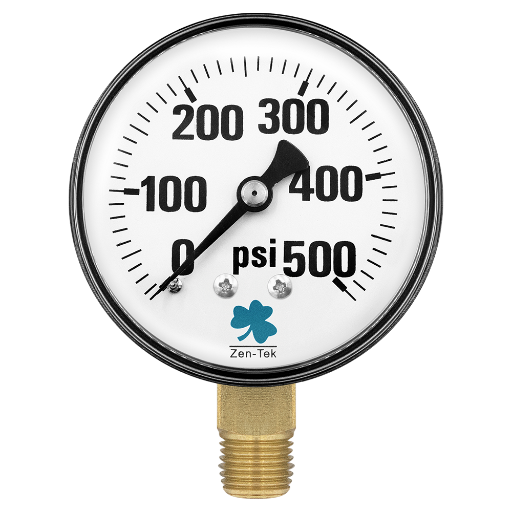 Zenport DPG500 Dry Air Pressure Gauge, 500 PSI, Silver