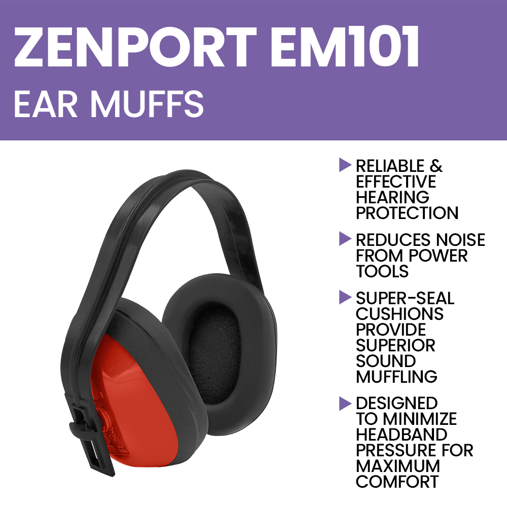 Zenport EM101 Standard Ear Muffs, Red/Black