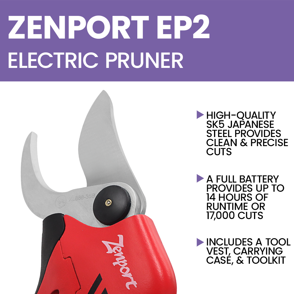 Zenport EP2 ePruner Battery Powered Electric Pruner, 1.18-Inch Cut, Red