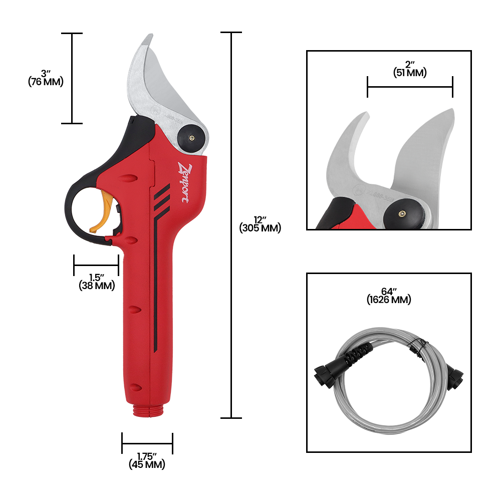 Zenport EP2 ePruner Battery Powered Electric Pruner, 1.18-Inch Cut, Red