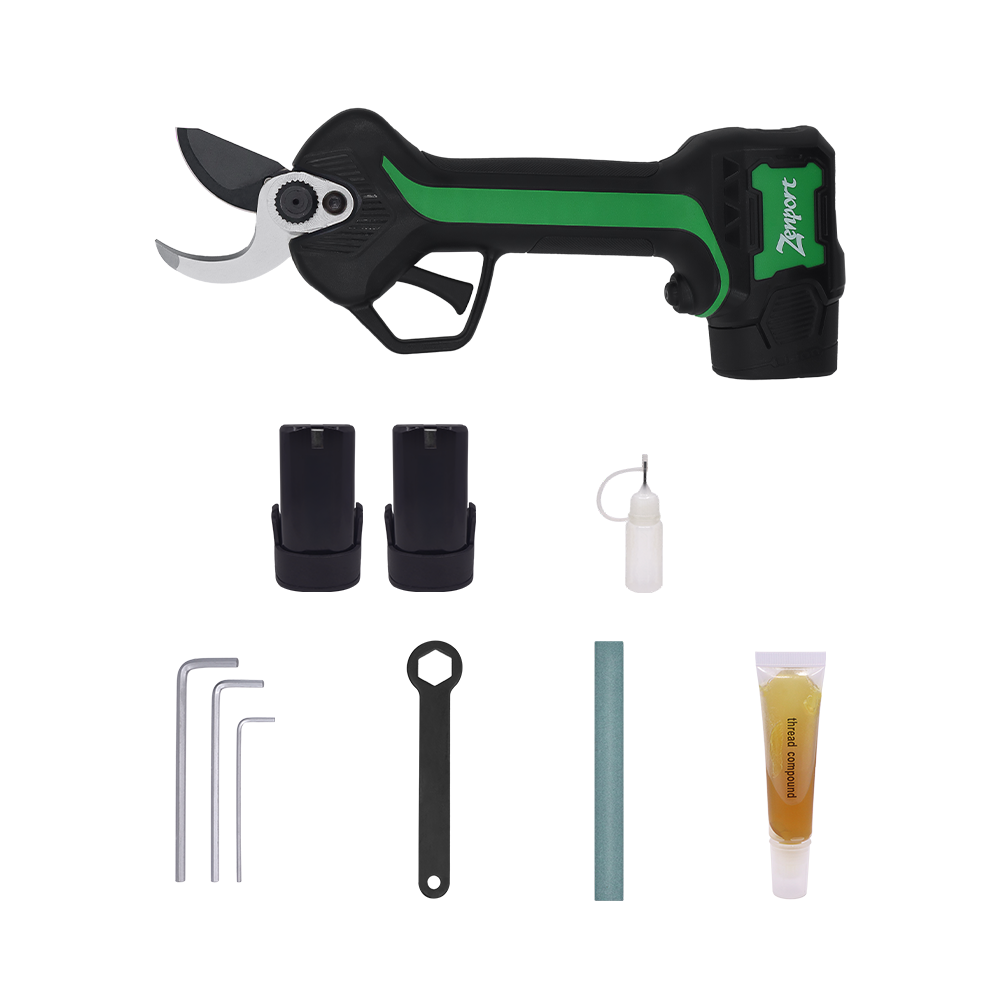 Podadora eléctrica inalámbrica Zenport EP26, corte de 1 pulgada, 2 baterías, color negro/verde