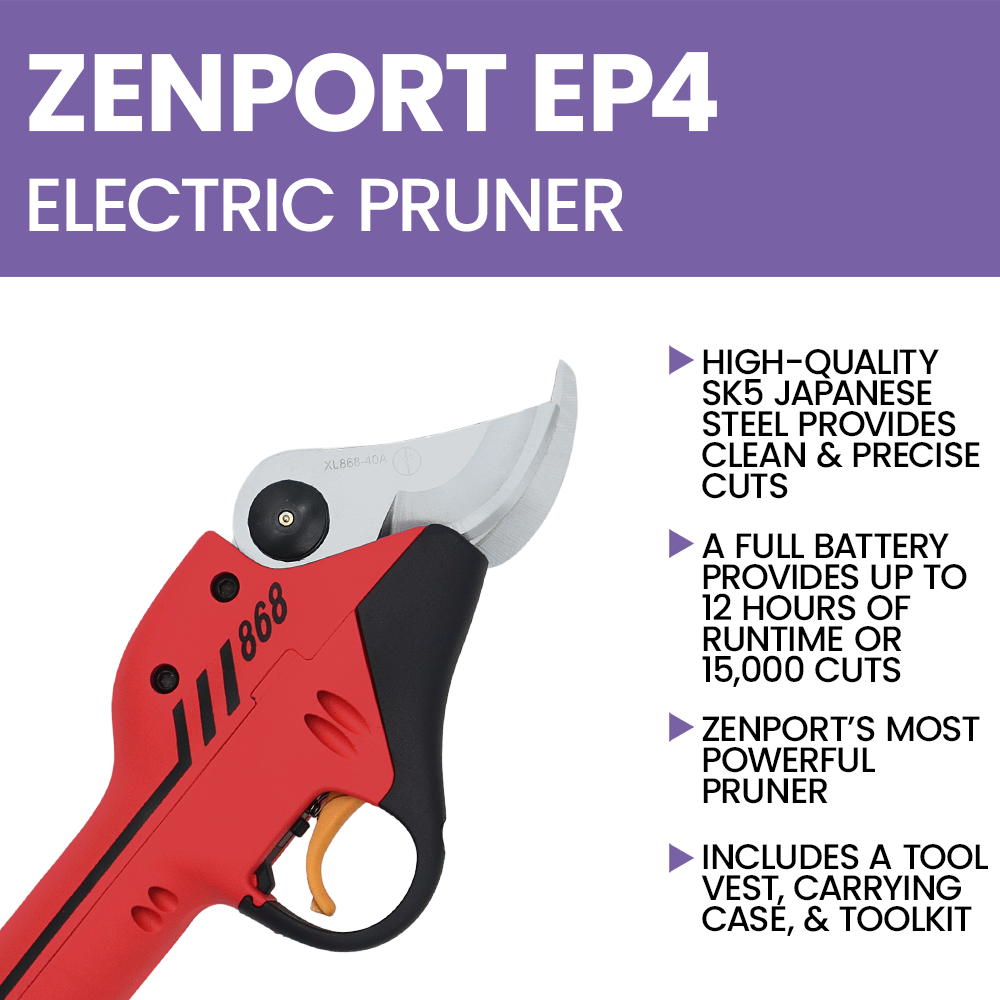 Zenport EP4 Large Battery Powered Electric Pruner, 12-Hour, 1.5-Inch Cut