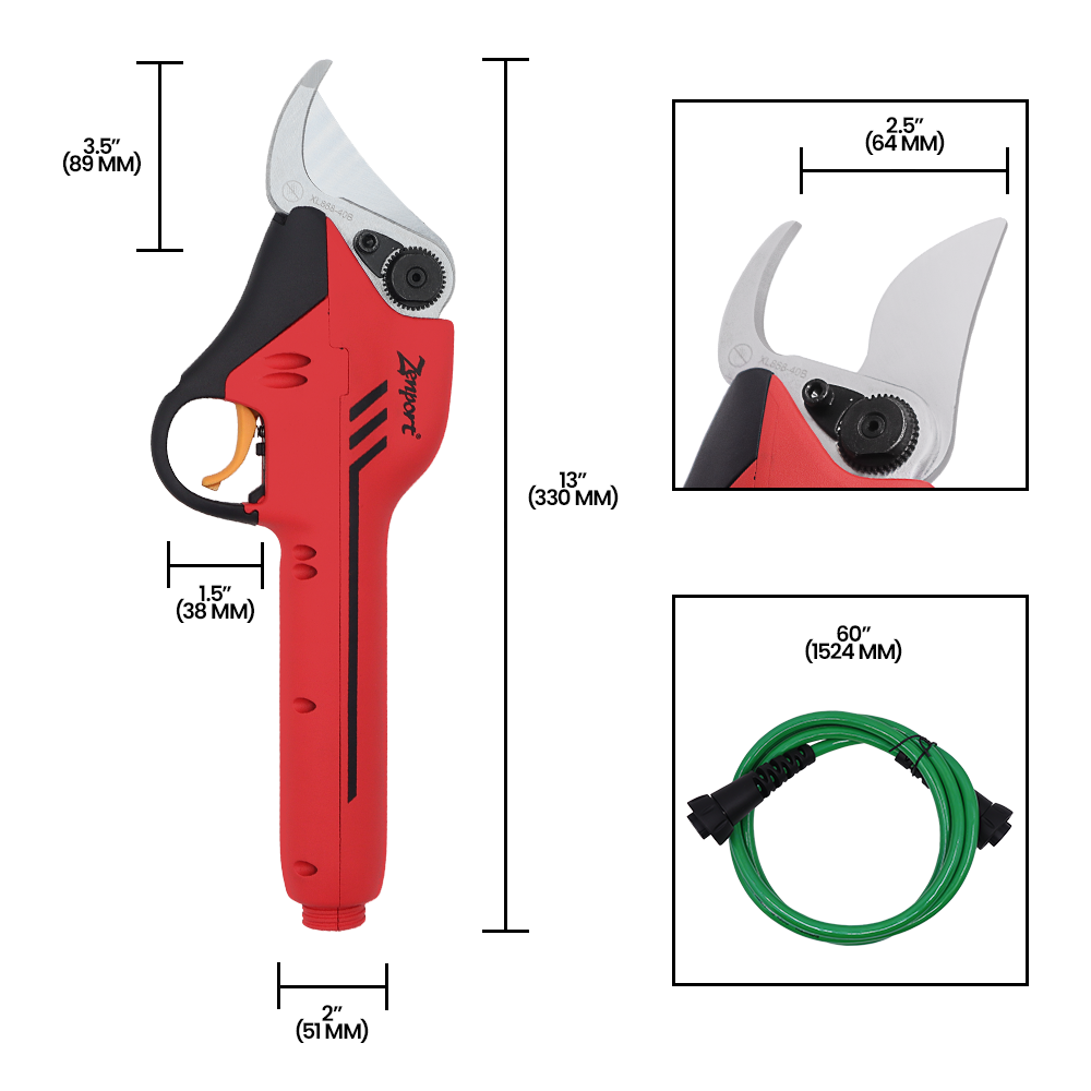 Zenport EP4 Large Battery Powered Electric Pruner, 12-Hour, 1.5-Inch Cut