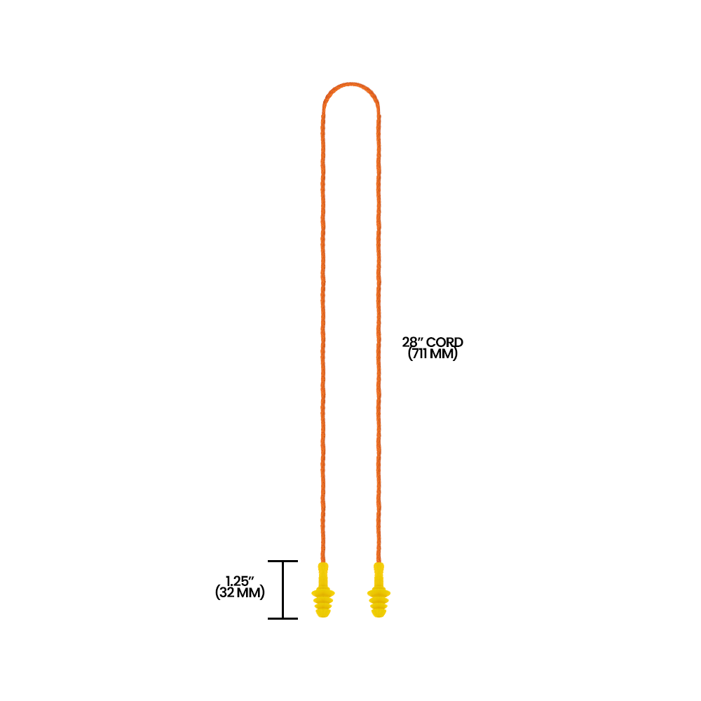 Zenport EP564 Easy-Fit Ear Plugs with Corded Neck String, 100 Pairs, Orange/Yellow