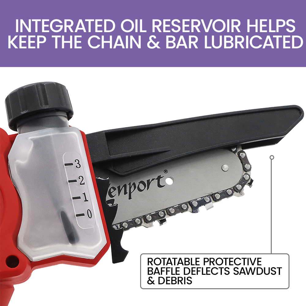 Motosierra eléctrica inalámbrica Zenport ES58, hoja de 4", color negro/rojo