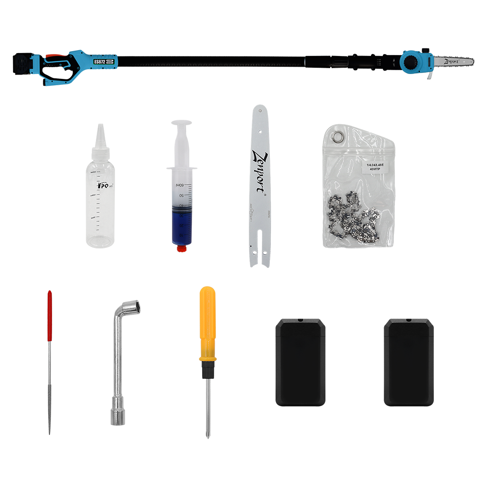 Zenport ES672 Cordless, Battery Powered Pole Chain Saw, 2.5 Meter Length