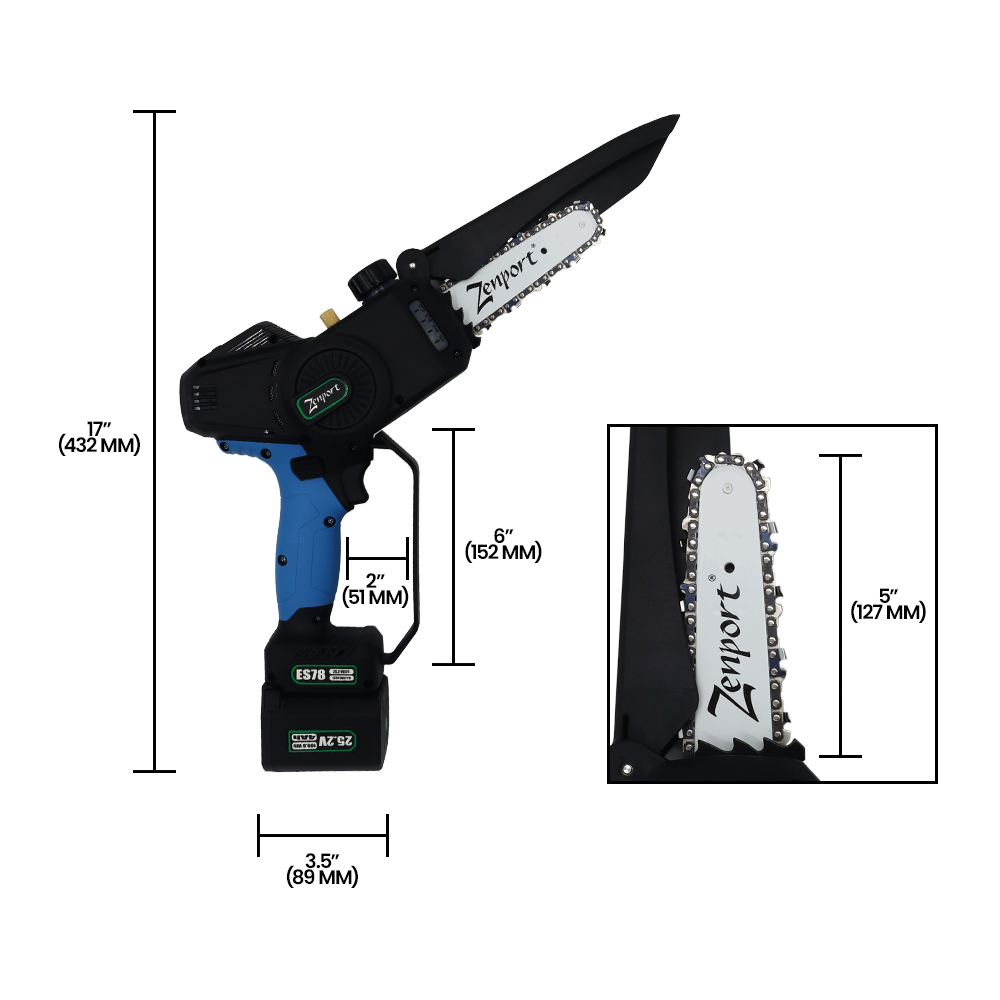 Zenport ES78 Cordless, Battery Powered, 6-Inch Blade Chain Saw