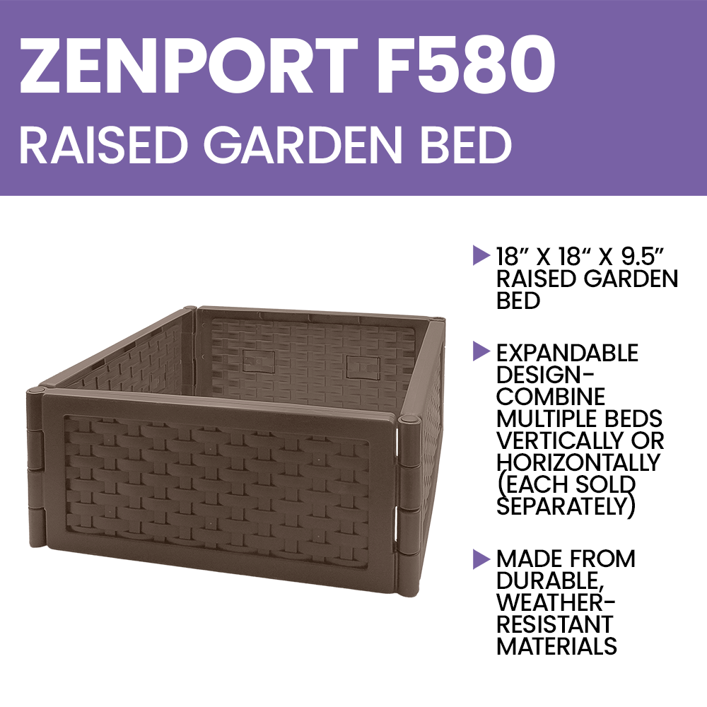 Zenport F580 Modular Raised Garden Bed, Brown