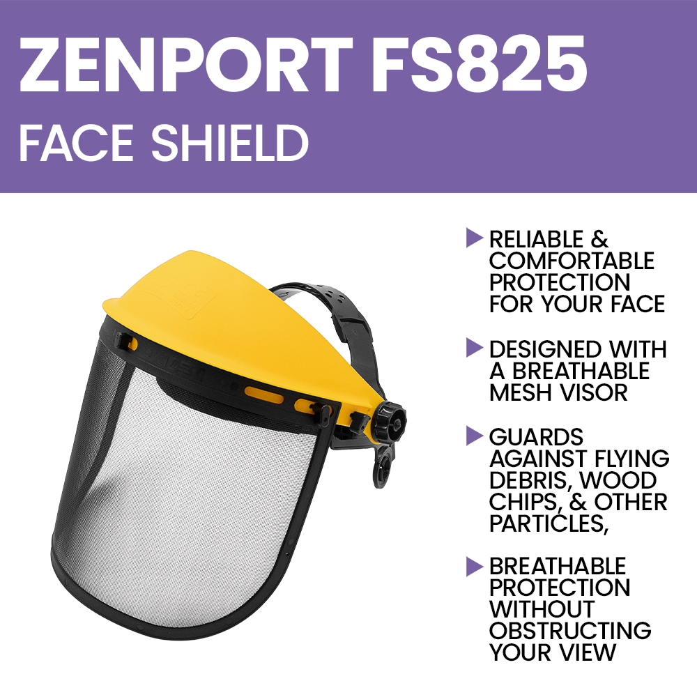 Zenport FS825 Face Shield with Adjustable Mesh Visor, Black/Yellow