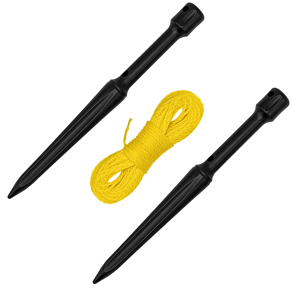 Zenport GA711 Planting Line Stake Holder Set and 50-foot Nylon Cord, Black/Yellow
