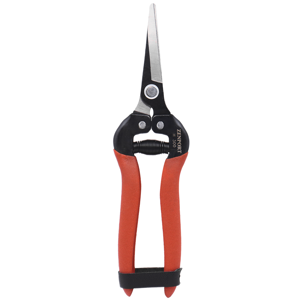Tijera de cosecha Zenport H300, hoja larga y recta, hojas de acero al carbono de 2 pulgadas, color rojo