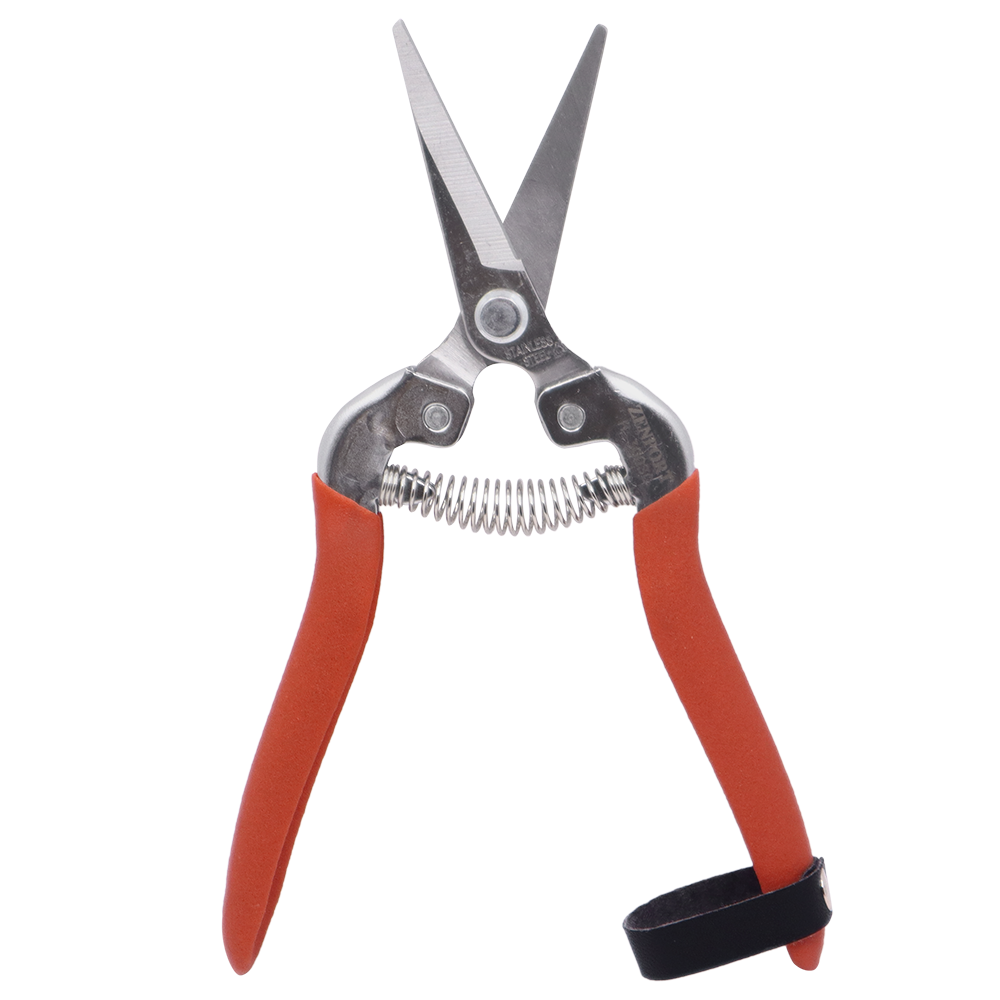 Zenport H300SC Harvest Shear, Long Curved Blade, 2 Inch Stainless Steel Blades, Red