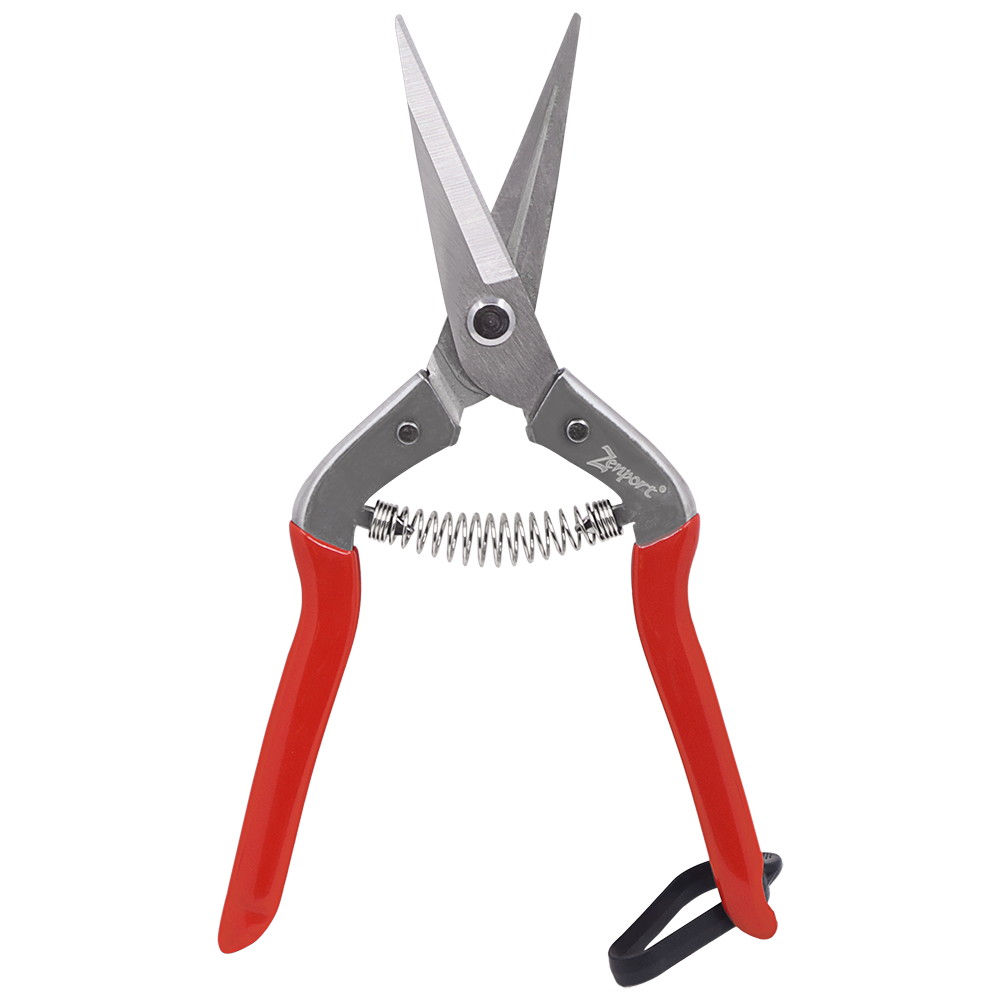 Zenport H300S Harvest Shear, Long Straight, 2 Inch Stainless Steel Blades, Red