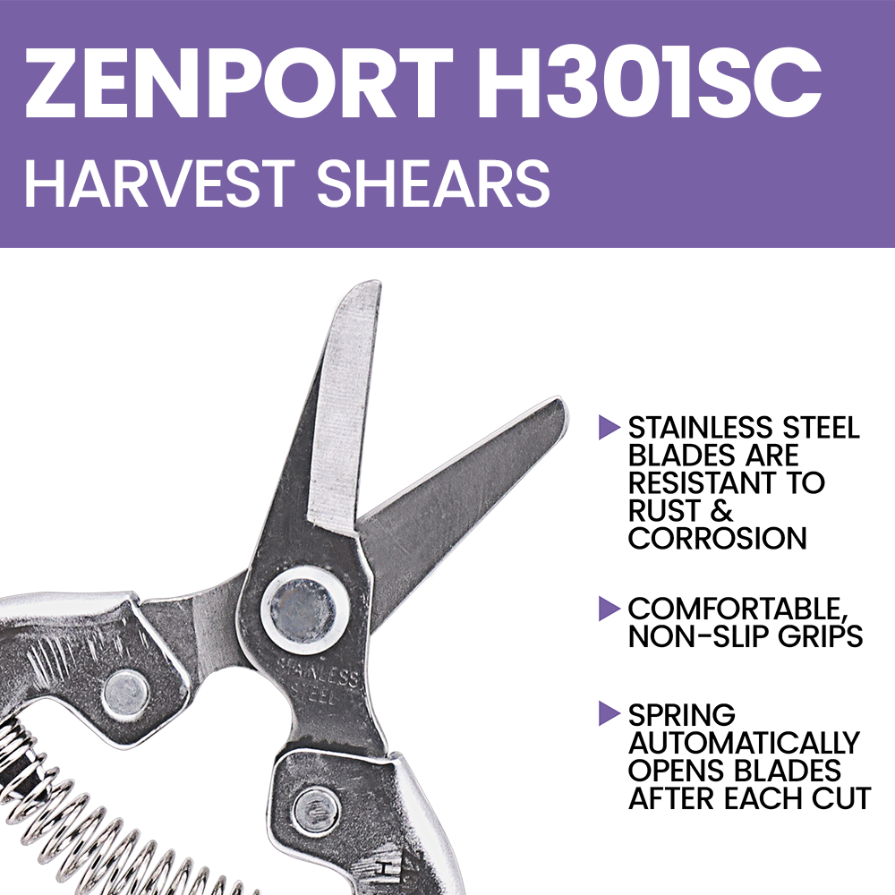 Zenport H301SC Harvest Shear, Short Curved, 1 Inch Inch Stainless Steel Blades, Red