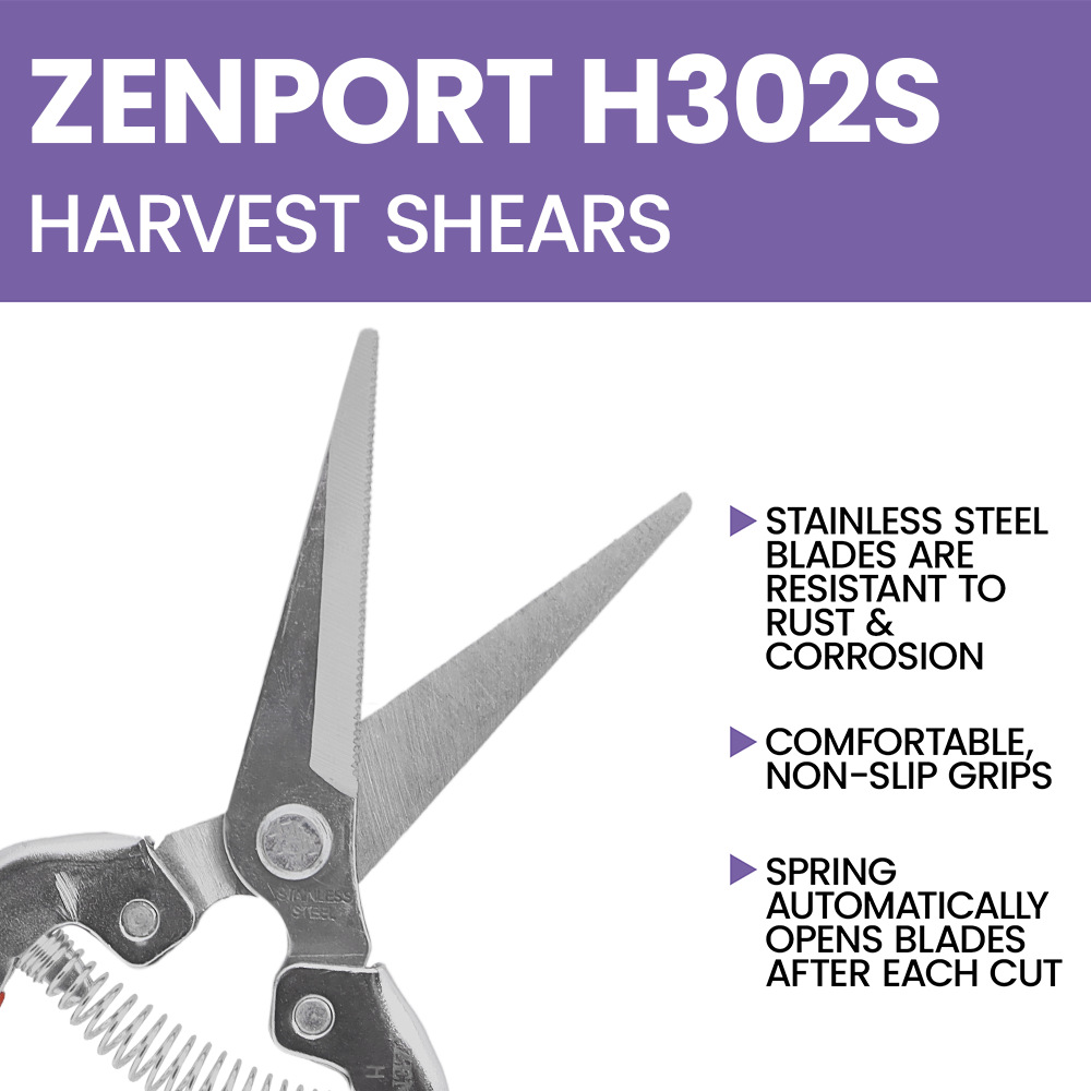 Zenport H302S Harvest Shear, Straight Serrated, 2.25 Inch Stainless Steel Blades, Red