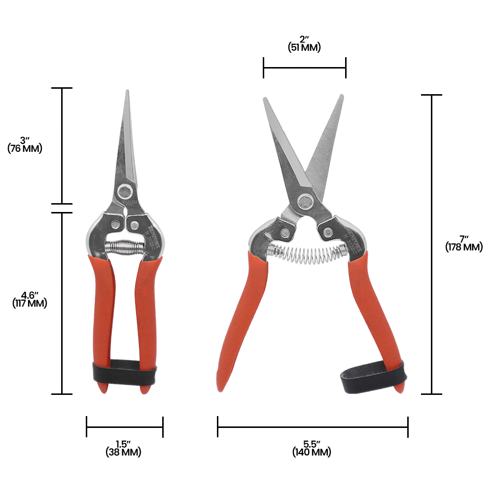 Zenport H302SC Harvest Shear, Curved Serrated, 2.25 Inch Stainless Steel Blades, Red